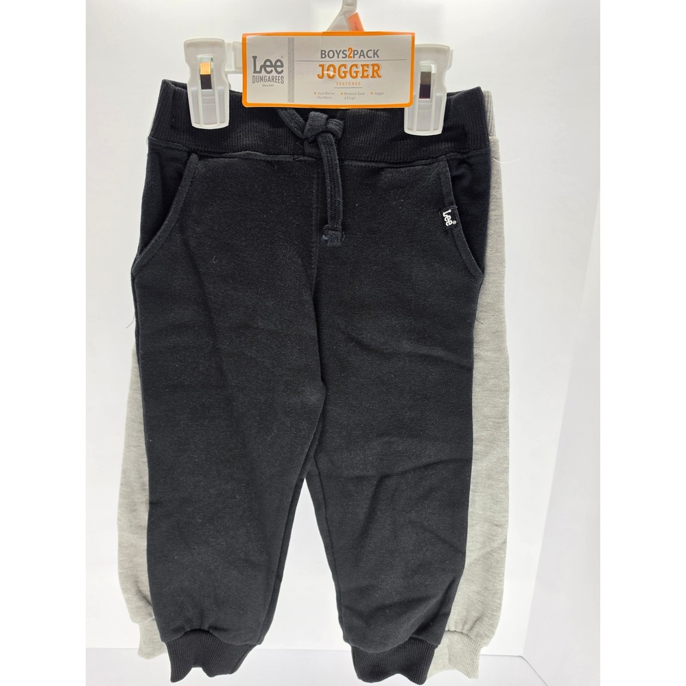 Lee Dungarees Boys 2-Pack Joggers Black Gray Relaxed Fit Sweatpants Size 2T NWT